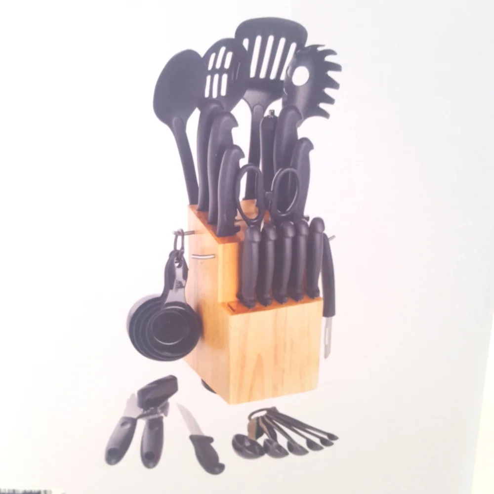 Martha Stewart essentials 30 piece cutlery and utensil set black New